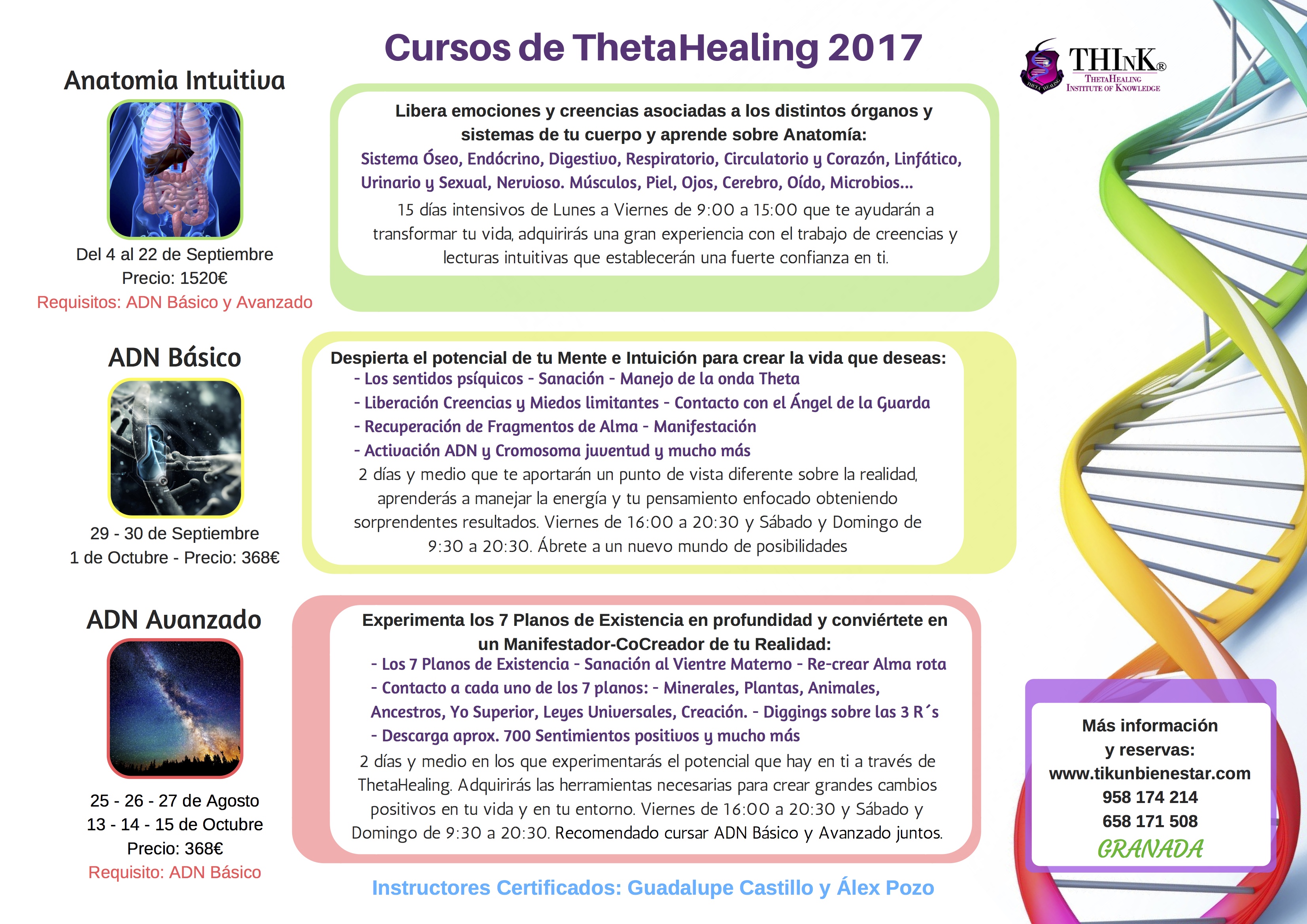 Cursos de ThetaHealing 2017- GRANADA desarrollo personal espiritual intuiticion facultades psiquicas creencias angel de la guarda ancestros anatomia