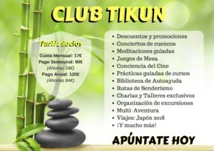 CLUB TIKUN descuentos, excursiones, concierto, multi aventura, viaje a japón, cine, juegos de mesa, cursos, charlas, talleres centro del bienestar granada cullar vega andalucia españa