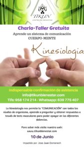 Charla Kinesiología coherente tin, testaje muscular, espiritualidad, terapias, desarrollo personal, tikun centro del bienestar, cullar vega, granada, andalucia, españa,