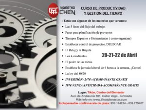 CURSO GESTION DE TIEMPO y productividad tikun centro del bienestar granada cullar vega