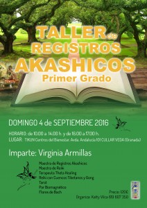 TALLER DE REGISTROS AKÁSHICOS PRIMER GRADO VIRGINIA ARMILLAS TIKUN CENTRO DEL BIENESTAR CULLAR VEGA granada andalucia españa